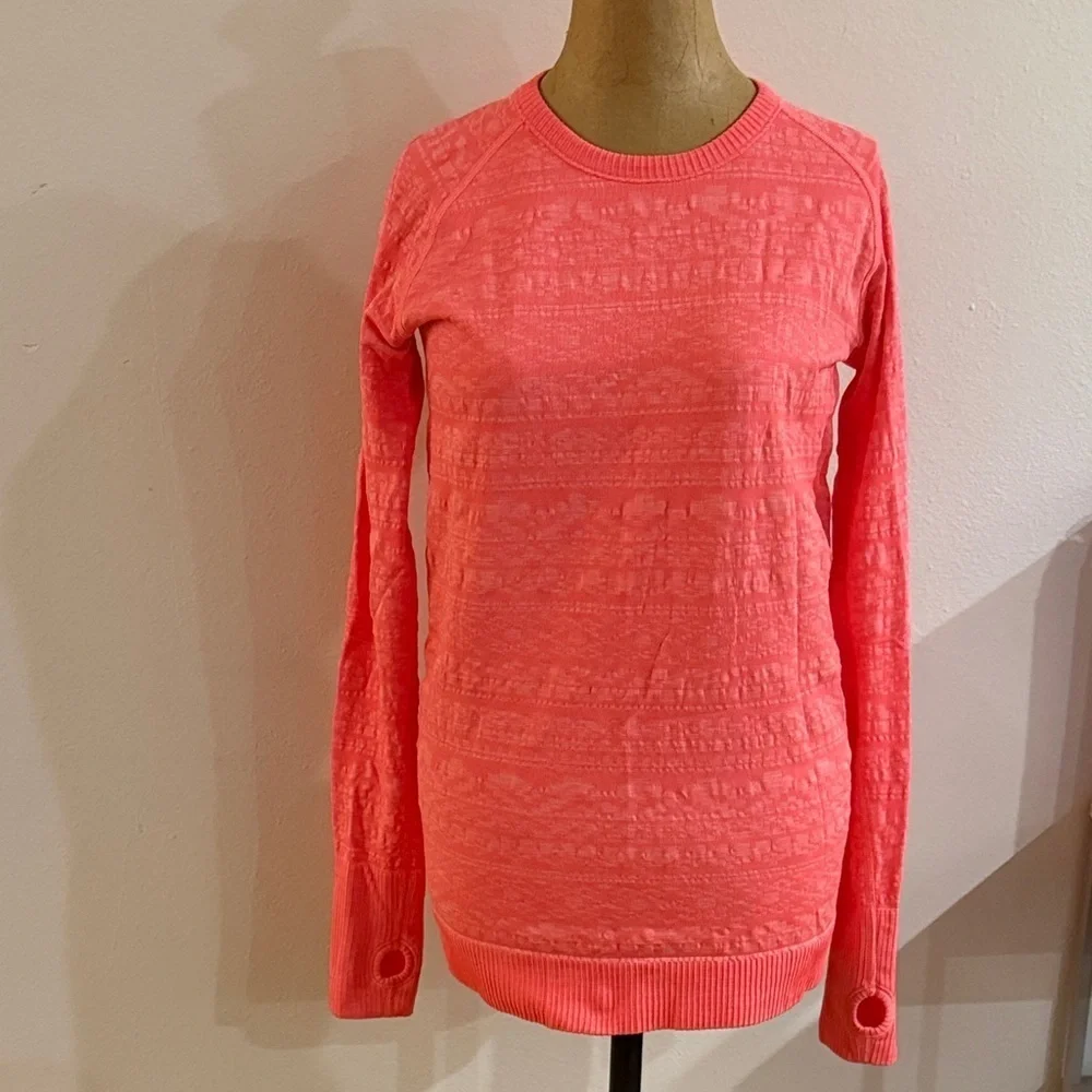 Lululemon sz 6 Rest Less Pullover Heathered Electric Coral NWOT new condition